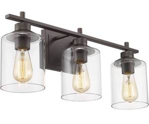 lot 30985 image: FEMILA 3 Lights Bathroom Vanity Light, Vanity Wall Sconce Lighting Over Mirror, Oil Rubbed Bronze Finish, Clear Glass Lampshade, 4FH43-3W ORB