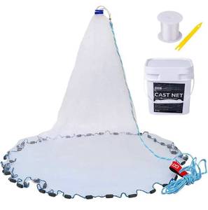 lot 30994 image: Goture American Saltwater Fishing Cast Net for Bait Trap Fish 4ft Radius, 14 Inch Mesh Size