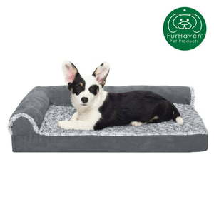 lot 31006 image: FurHaven Pet Products Deluxe Orthopedic Couch Pet Bed for Dogs & Cats Stone Gray Medium 30� Long