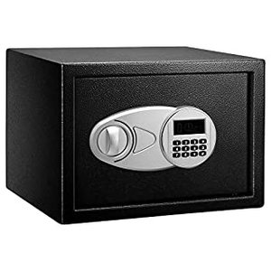 lot 32638 image: Amazon Basics Steel Security Safe and Lock Box with Electronic Keypad - Secure Cash, Jewelry, ID Documents - 0.5 Cubic Feet, 13.8 x 9.8 x 9.8 Inches (B00UG9HB1Q)