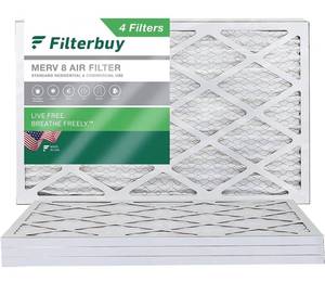 lot 32646 image: Filterbuy 20x22x1 Air Filter MERV 8 Pleated HVAC AC Air Filters Replacement - 4 Pack