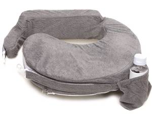 lot 32664 image: My Brest Friend Deluxe Nursing Pillow for Breastfeeding & Bottle Feeding, Enhanced Posture Support, Double Straps & Removable Extra Soft Slipcover, Evening Grey