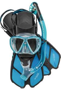 lot 32670 image: Cressi Adult Snorkeling Set (Mask, Dry Snorkel, Adjustable Fins) - SmallMedium