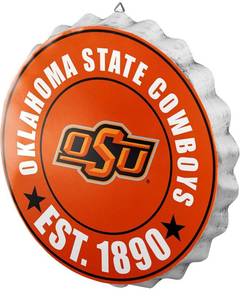 lot 32673 image: OSU NCAA Team Logo Metal Bottle Cap Hanging Wall Sign 13 Diameter