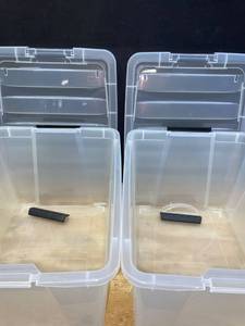 lot 36518 image: Lot of 2 Clear Iris Storage Containers with 2 Bonus Lids (15x20x11)