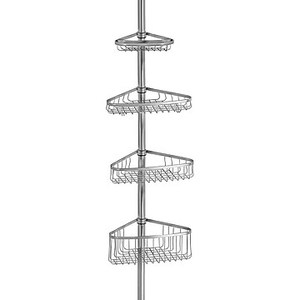 lot 36528 image: iDesign Steel 4-Shelf Extendable Tension Shower Caddy, The York Collection - 8 x 11 x 108, Silver