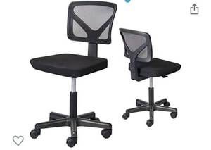 lot 36529 image: Vanciki Desk Small Task Armless Computer Mesh Swivel Space-Saving Low-Back Rolling Chair (Black, Classic) 16.34D x 16.54W x 29.52H