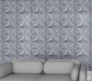 lot 36534 image: Art3d Matt Grey Silver 3D Wall Panel PVC Flower Design Cover 32 Sqft, for Interior Wall Decor