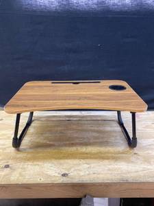 lot 36547 image: Hds 23.75� Brown Contoured Bed Tray with Media Slot and Cup Holder