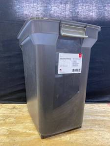 lot 36555 image: IRIS Premium Airtight Pet Dog Food Storage Container 42-Pounds Smoke (Missing 2 Wheels)