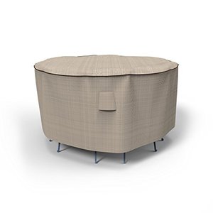 lot 37380 image: Budge P5A34PM1 English Garden Patio Bar Table and Chairs Cover Heavy Duty and Waterproof, 80 Diameter x 42 Drop, Two-Tone Tan