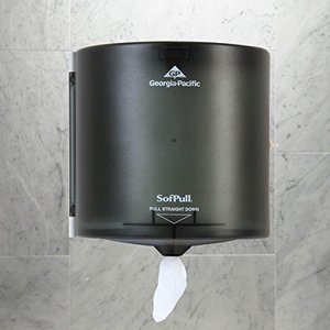 lot 37393 image: SofPull Large High-Capacity Centerpull Paper Towel Dispenser by GP PRO (Georgia-Pacific), Translucent Smoke, 58201, 1 Dispenser, 10.875 W x 10.375 D x 11.5 H, LOCK BROKEN