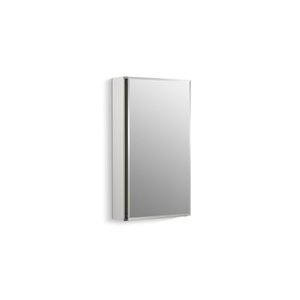 lot 37402 image: $$ Kohler 15 W X 26 H Aluminum Single-Door Medicine Cabinet with Mirrored Door Beveled Edges, Retail $488.90.