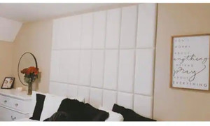 lot 37423 image: $ Art3d 9.84 in. W x 23.62 in. White PVC Peel and Stick for King Full and Queen Headboard (9 PanelsCase)Retail $129.99