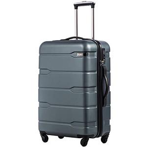 lot 37426 image: Coolife Luggage Expandable(only 28) Suitcase PCABS Spinner Built-In TSA lock 20in 24in 28in Carry on (Teal, L(28in).)