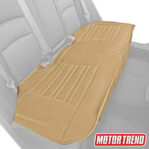 lot 37432 image: Motor Trend Universal Car Seat Cushion for Rear Bench - Padded Beige Faux Leather Seat Cover for Car Truck Van SUV