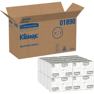 lot 37434 image: Kleenex Multi-Fold Paper Towels, 9 15 x 9 25, White, 150Pack, 16 PacksCarton -KCC01890