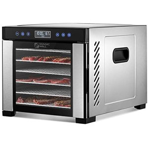 lot 37444 image: Magic Mill Food Dehydrator Machine  7 Stainless Steel Trays  Dryer for Jerky, Dog Treats, Herb, Meat, Beef, Fruit  Keep Warm Function - (MFD-7070, 7 Stainless Steel Trays)