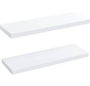 lot 37447 image: Love-KANKEI Floating Shelves Wall Mounted Set of 2, 17 Inch Rustic Wood Wall Shelves for Storage, Bedroom Living Room Bathroom Kitchen Office and More White