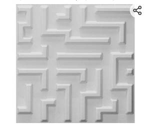 lot 37463 image: Art3d Paintable 3D Texture Wall Panels Maze Design, White, Pack of 12 Tiles 32 Sq Ft (Plant Fiber)