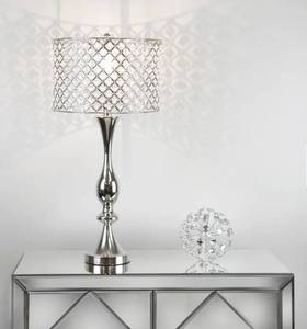 lot 84014 image: Silver Orchid 27.5-inch Table Lamp w Crystal Bling Shade Retail$88.49