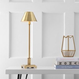 lot 84106 image: Roxy 26 Metal Shade LED Table Lamp, Brushed Brass