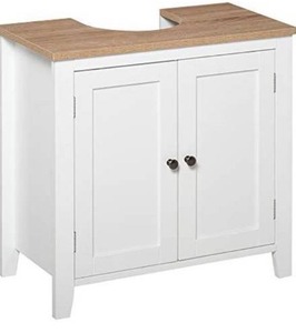 lot 84110 image: kleankin Under-Sink Bathroom Sink Cabinet, Storage Unit with U-Shape and Adjustable Internal Shelf, White