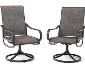 lot 84111 image: PHI VILLA Patio Swivel Dining Chairs Set of 2 Outdoor Kitchen Garden Metal Chair with Textilene Mesh Fabric, Patio Furniture Gentle Rocker Chair
