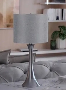 lot 84115 image: PORCH AND DEN BAKKAM BRUSHED NICKEL TABLE LAMP