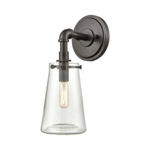 lot 81329 image: Beaker 1-Light Sconce in Oil Rubbed Bronze with Clear Glass