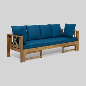 lot 76 image: Long Beach Outdoor Extendable Acacia Wood Daybed Sofa by Christopher Knight Home Retail$599.99