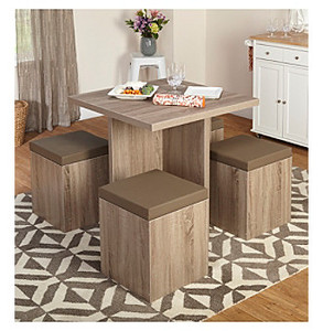 lot 84143 image: Target Marketing Systems 5 - Piece Baxter Dining Set with Storage Ottoman Brown