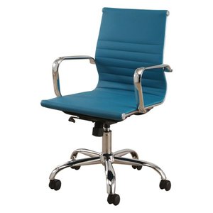 lot 84147 image: Abbyson Gideon Silver Finish Leather Office Chair