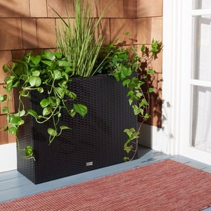 lot 84158 image: Safavieh Rita Solid Glam Wicker Patio 3-Pot Flower Rack Black