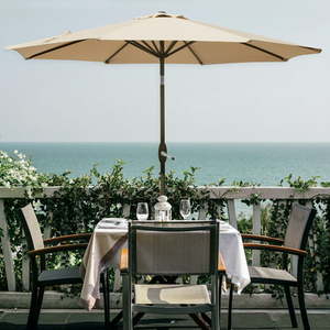 lot 84163 image: Amada 9 Ft Aluminum Patio Umbrella with Tilt & Crank, Base Not Included Retail$101.99