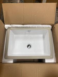 lot 84164 image: White RECTANGULAR UNDER-MOUNT BATHROOM SINK