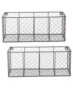 lot 1467 image: Design Imports Medium Wall Mount Chicken Wire Basket Set of 2