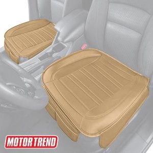 lot 1468 image: Motor Trend Universal Car Seat Cushions for Front Seats - Padded Beige Faux Leather Seat Covers for Car Truck Van SUV
