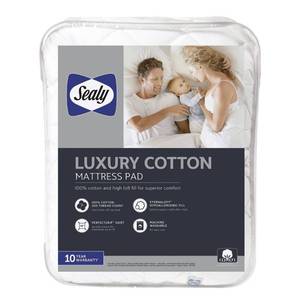 lot 1629 image: Sealy Luxury Cotton Fitted Sheets Mattress Pad, Full, White