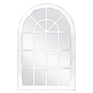 lot 1630 image: MCS Countryside Arched Windowpane Wall, White, 24x36 Inch Overall Size Mirror,