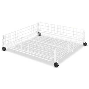 lot 1635 image: Whitmor Rolling Underbed Cart White Wire