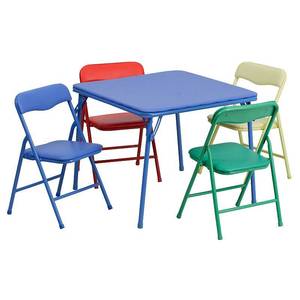 lot 10524 image: Flash Furniture Kids Colorful 5 Piece Folding Table and Chair Set