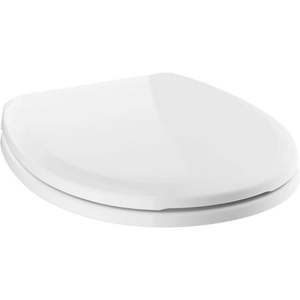 lot 11547 image: Delta Sanborne Slow-Close Round Closed Front Toilet Seat with NoSlip Bumpers in White 801902-WH