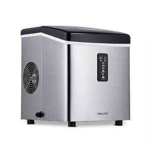 lot 1272 image: NewAir - 28-lb Portable Ice Maker - 3 Ice Sizes - Stainless steel, 11.75 W x 14.4 x 14.9, Teal