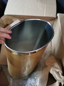 lot 1990 image: Gold Mini Trash Bin, 11 W x 13 H