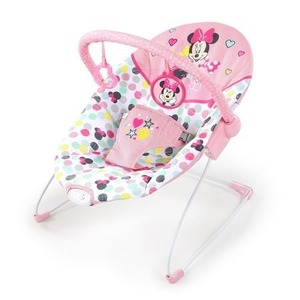 lot 3958 image: Bright Starts Disney Baby Minnie Mouse Vibrating Bouncer with Toy Bar- Spotty Dotty