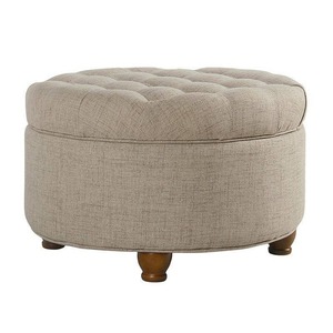 lot 2051 image: HomePop Large Tufted Round Storage Ottoman