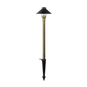 lot 2871 image: Home Decorators Collection 2-Watt Low Voltage Brass Outdoor Integrated LED Path Light 2700K Warm White Landscape Pack of 1