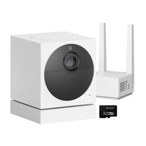 lot 2874 image: WYZE Wireless Outdoor Surveillance Camera Plus MicroSD Card Includes Base Station, White