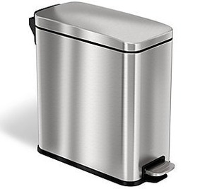 lot 1294 image: iTouchless SoftStep 3 gal Slim Bathroom Step Garbage Can with AbsorbX Odor Filter Stainless Steel, 13 x 13